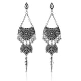 Brinco Boêmio Grande de Metal Prateado BohoChic Calda Laszine Shop