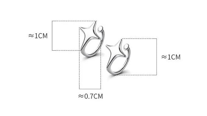 Brinco de Cartilagem Ear Cuff Ponto de Luz em Prata Esterlina 2 Peças