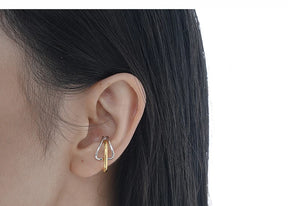 Brinco de Cartilagem Ear Cuff Argola Dourada e Prateada em Prata Esterlina 1 Peça