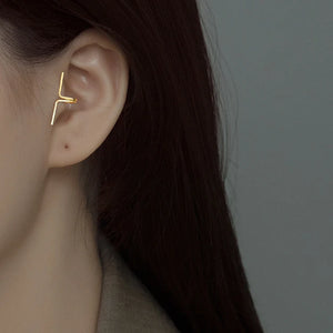 Brinco de Carlilagem Ear Cuff Traço Minimalista em Prata Esterlina Dourado 2 Peças