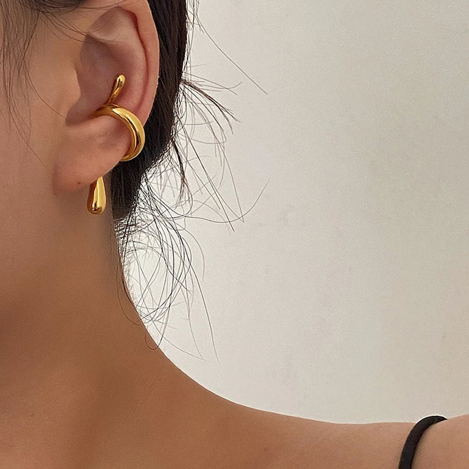 Brinco de Cartilagem Nó Moderno Ear Cuffs 2 Peças Jaya