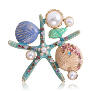 Broche de Estrela do Mar Conchas e Pérolas