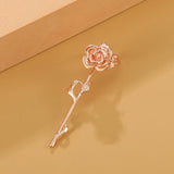 Brinco de Cartilagem Ear Cuff Galho de Rosa 1 Peça Única Dourado Rosê