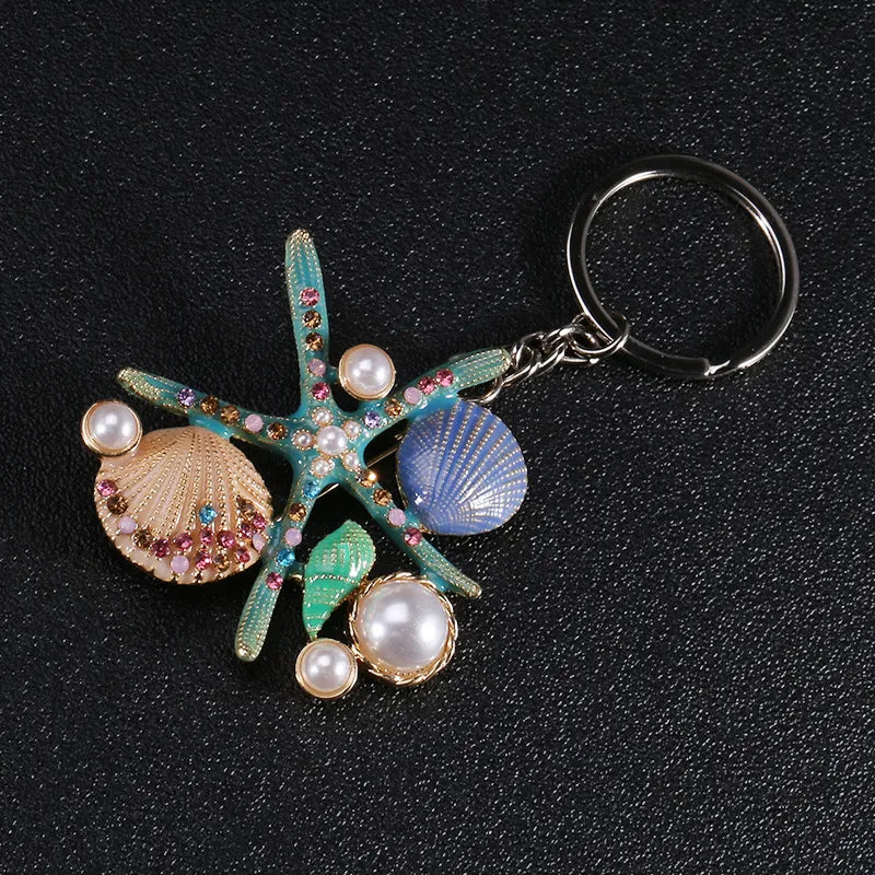 Broche de Estrela do Mar Conchas e Pérolas