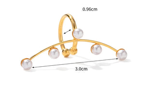 Brinco de Cartilagem Ear Cuff Longo e Fino com Pérolas Dourado 1 Peça