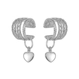 44684889817325Brinco de Cartilagem Ear Cuff Grosso 3 Camadas com Pingente de Coração 2 Peças