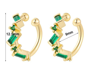 Brinco de Cartilagem Ear Cuff Com Pedras Coloridas Turquesa 2 Peças