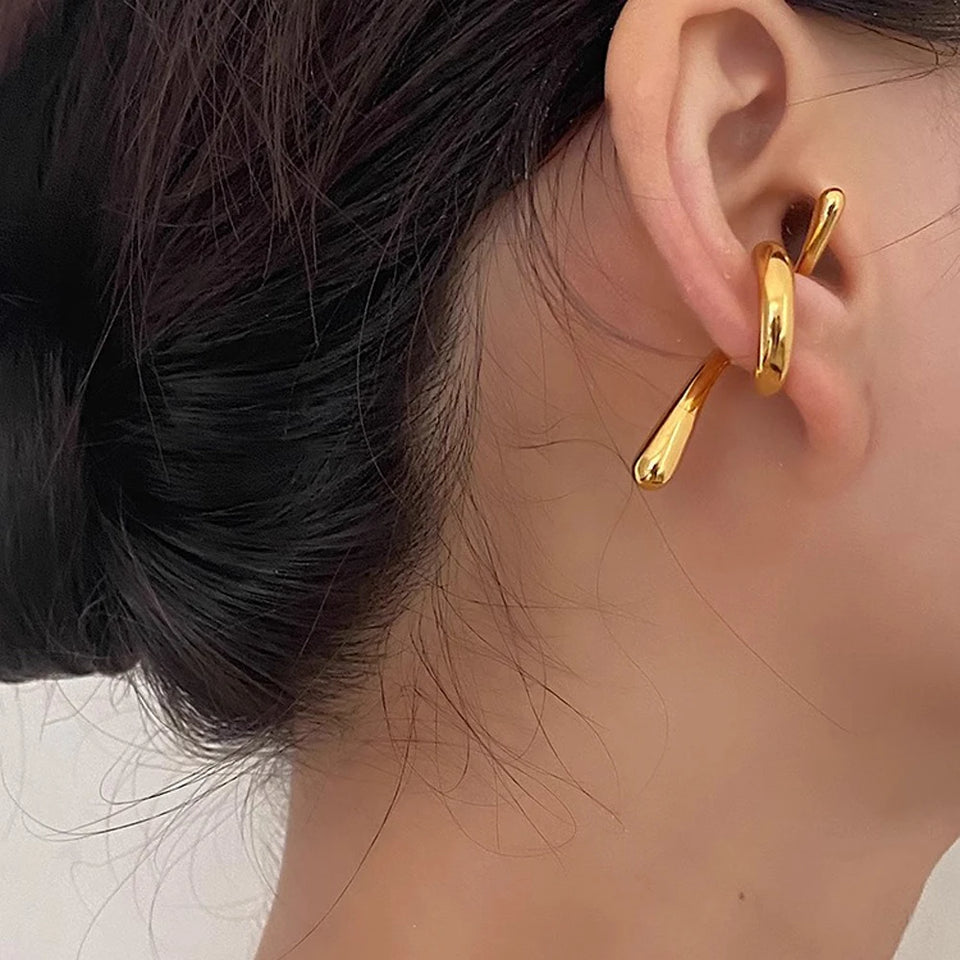 Brinco de Cartilagem Nó Moderno Ear Cuffs 2 Peças Jaya