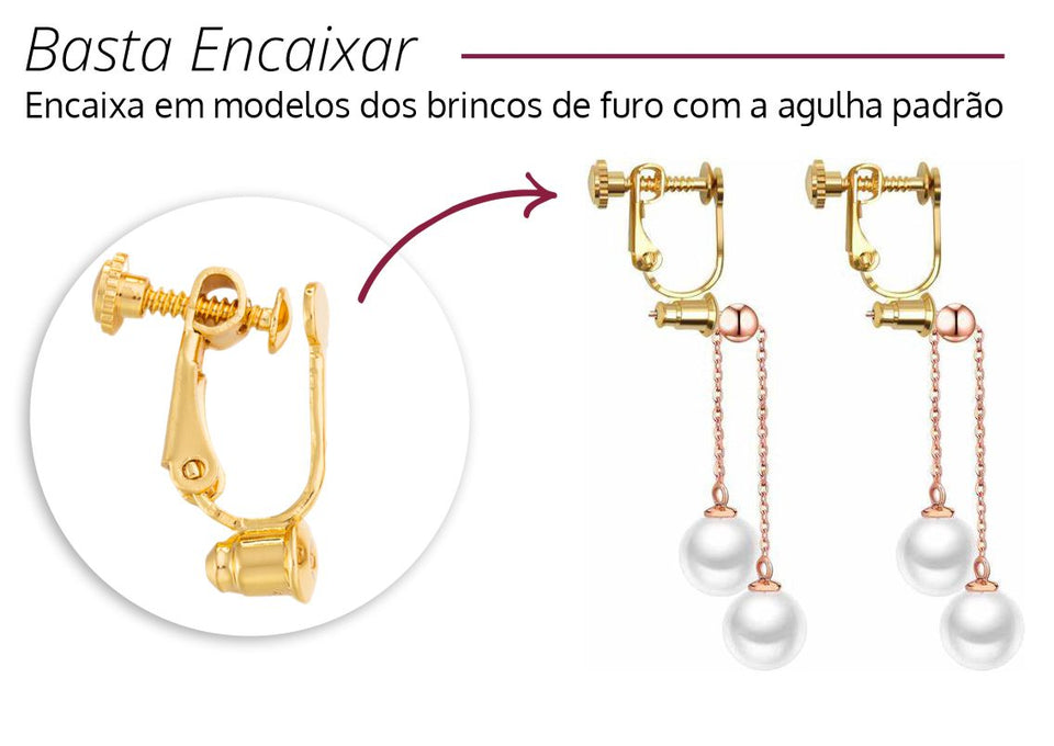 Conversor Adaptador Para Brincos de Pressão 1 Par Dourado Laszine Shop