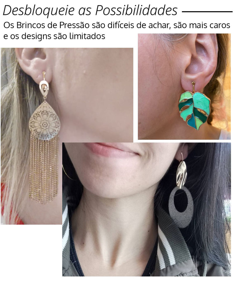 Conversor Adaptador Para Brincos de Pressão 1 Par Dourado Laszine Shop