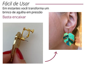 Conversor Adaptador Para Brincos de Pressão 1 Par Dourado Laszine Shop