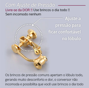 Conversor Adaptador Para Brincos de Pressão 1 Par Dourado Laszine Shop