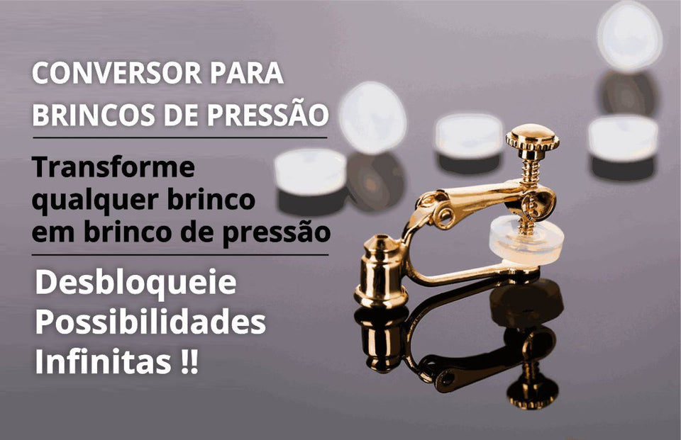 Conversor Adaptador Para Brincos de Pressão 1 Par Dourado Laszine Shop