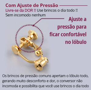 Conversor Adaptador de Brinco de Pressão Dourado 1 Par com Ajuste