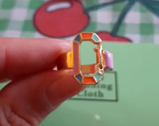 Anel Esmaltado Colorido Geométrico Lilás Turquesa Laranja