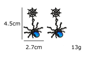 Brinco de Pingente Aranha na Teia Preto e Azul