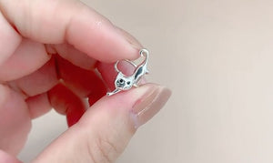 Brinco de Cartilagem Ear Cuff de Gatinhos em Prata Esterlina 2 Peças