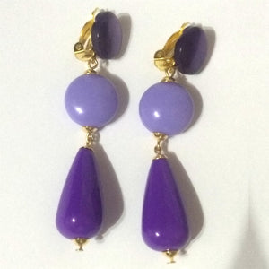 Brinco de Pressão Lilás e Roxo Com Gota Artesanal