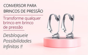 10 Conversores ou Adaptador de Brinco de Pressão Simples sem Ajuste 5 pares Dourado e Prata Laszine Shop