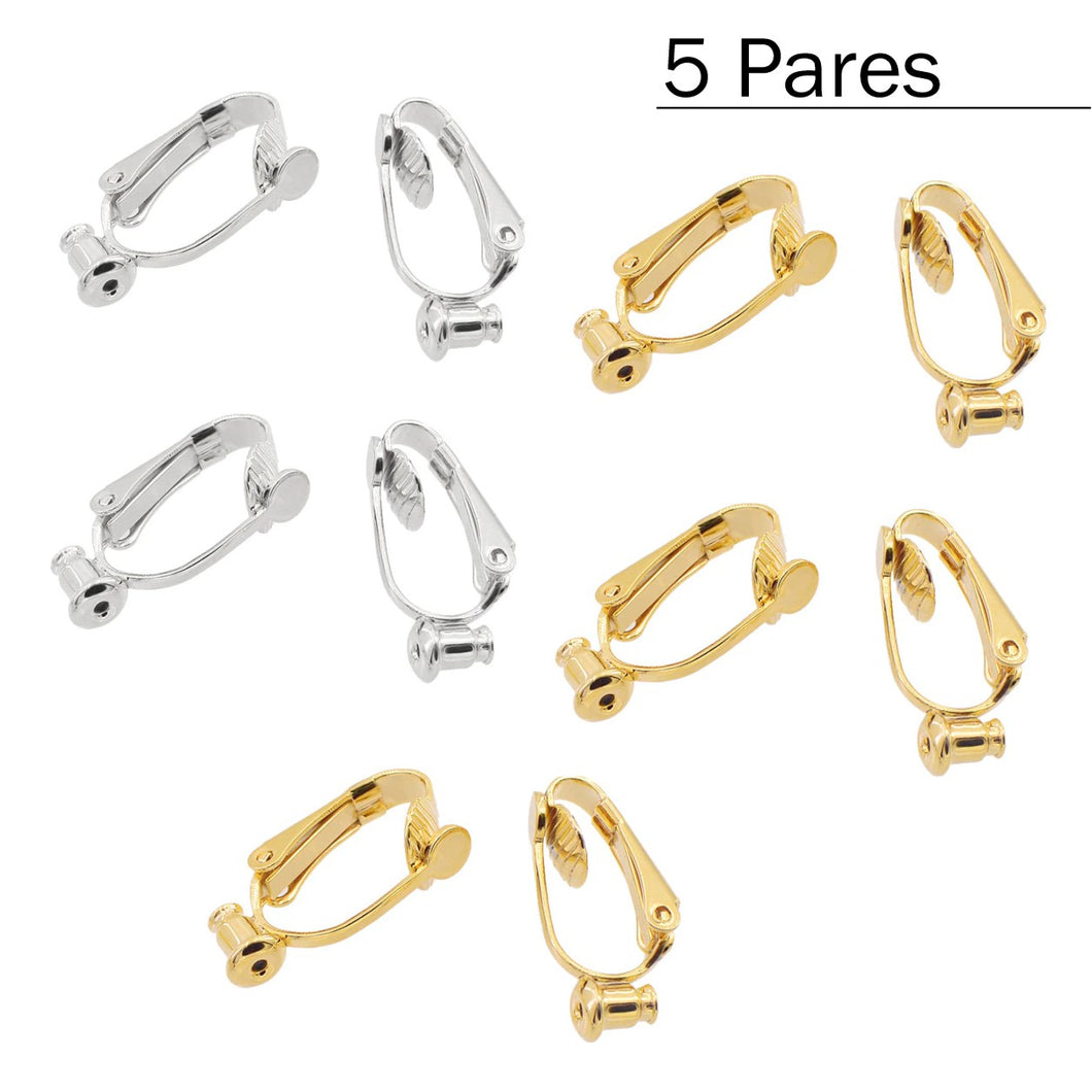 10 Conversores ou Adaptador de Brinco de Pressão Simples sem Ajuste 5 pares Dourado e Prata Laszine Shop