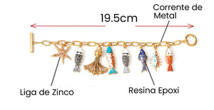 Pulseira de Pingentes de Peixes Moda Praia