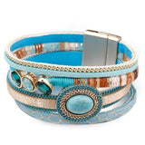 Bracelete Pulseira Boêmio Azul com Pedras Laszine Shop