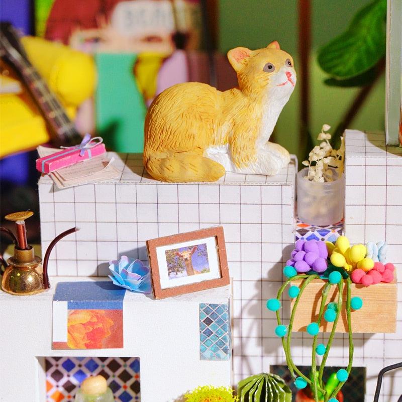 Mini Casa Montável de Madeira DIY Para Crianças e Adultos Com Luzes Laszine Shop