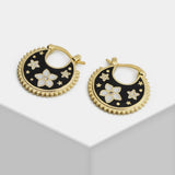 Brinco de Flores Circular Preto e Dourado Laszine Shop