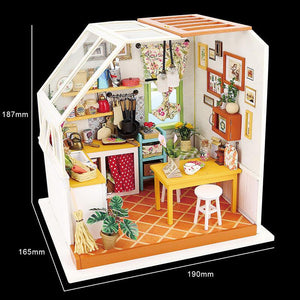 Mini Casa Montável de Madeira DIY Para Crianças e Adultos Com Luzes Laszine Shop