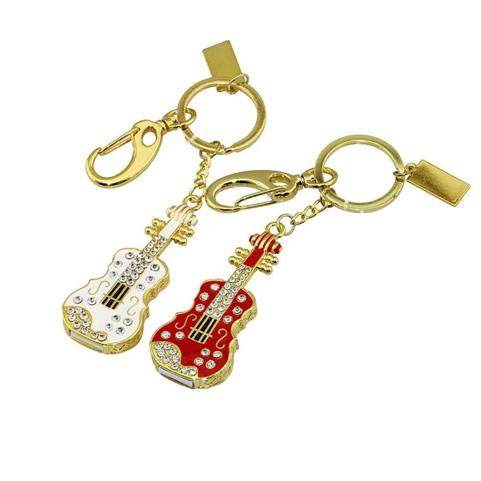 Pen Drive Diferente Violino com Strass USB 2.0 e Chaveiro Laszine Shop