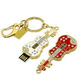 Pen Drive Diferente Violino com Strass USB 2.0 e Chaveiro Laszine Shop