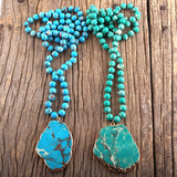 Colar de Pedra natural Azul Longo Boêmio Drusy Laszine Shop