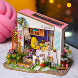 Mini Casa Montável de Madeira DIY Para Crianças e Adultos Com Luzes Laszine Shop