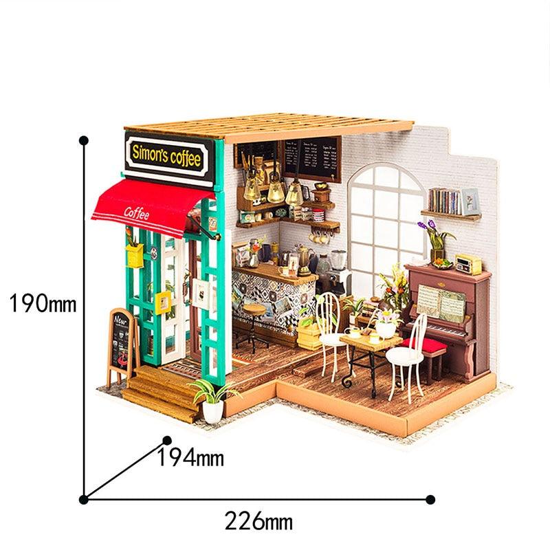 Mini Casa Montável de Madeira DIY Para Crianças e Adultos Com Luzes Laszine Shop