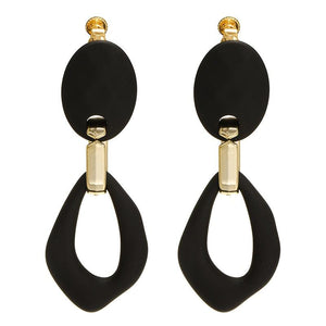 Brinco de Pressão Feminino Preto e Dourado de Correntes Matte Laszine Shop