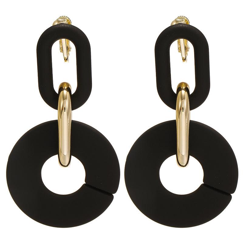 Brinco de Pressão Feminino Preto e Dourado de Correntes Matte Laszine Shop