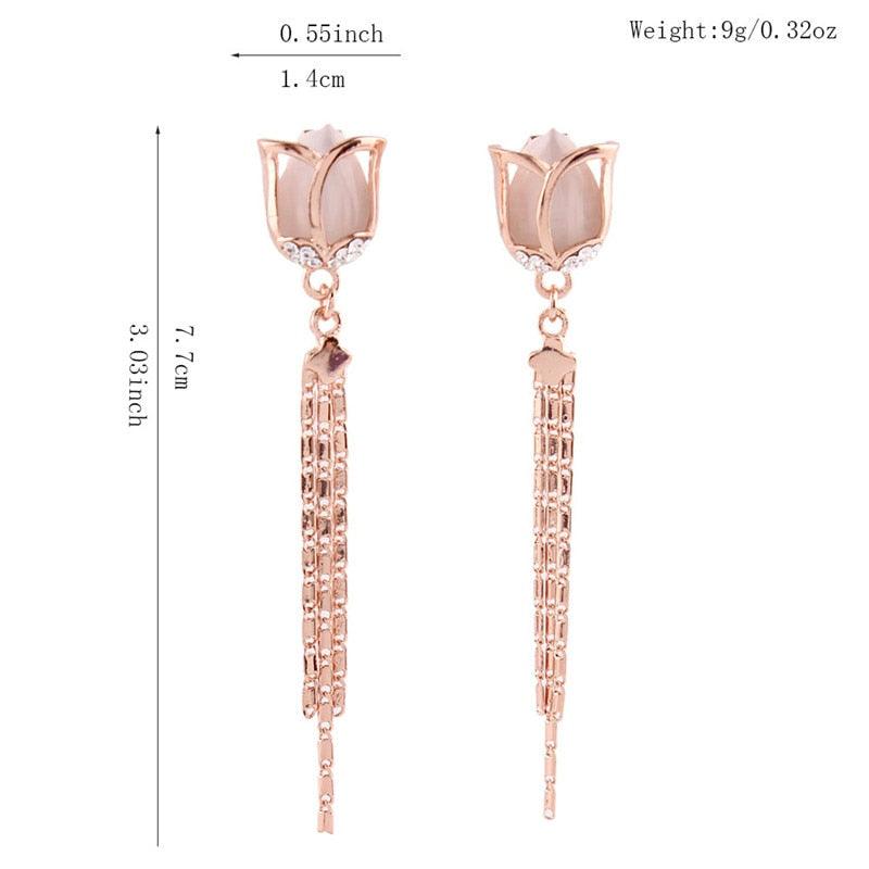 Brinco de Pressão para Festa Tulipa Tassel Rosé Laszine Shop