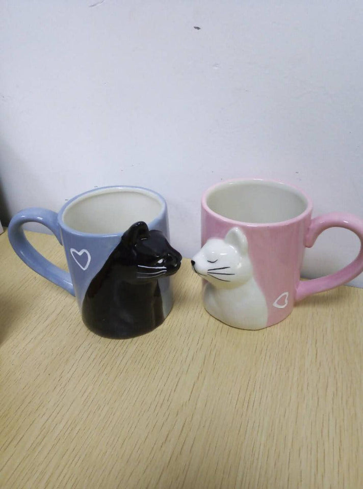 Canecas de Gatinhos se Beijando 2 Peças em Cerâmica Laszine Shop