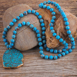 Colar de Pedra natural Azul Longo Boêmio Drusy Laszine Shop