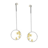 Brinco de Osmanthus Pingente Circular Em Prata e Dourado Laszine Shop