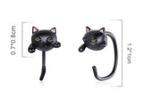 Brinco de Gato Preto Pequeno em Prata Esterlina 925 Laszine Shop