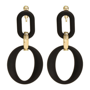 Brinco de Pressão Feminino Preto e Dourado de Correntes Matte Laszine Shop