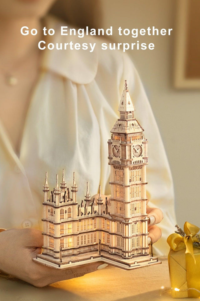 Robotime Rolife DIY 3D Tower Bridge,Big Ben,Famous Building Wooden Puzzle Game Assembly Toy Gift for Children Teen Adult Laszine Shop