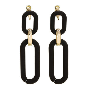 Brinco de Pressão Feminino Preto e Dourado de Correntes Matte Laszine Shop