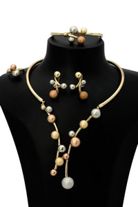 Conjunto Boika - Colar com Bolas, Anel com bolas, Brinco e Pulseira Laszine Shop