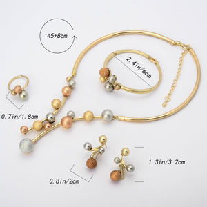 Conjunto Boika - Colar com Bolas, Anel com bolas, Brinco e Pulseira Laszine Shop