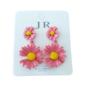 Brincos de 2 Flores Margaridas Amarelas Laszine Shop