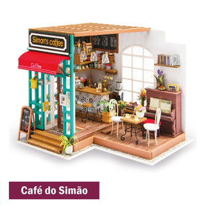 Mini Casa Montável de Madeira DIY Para Crianças e Adultos Com Luzes Laszine Shop