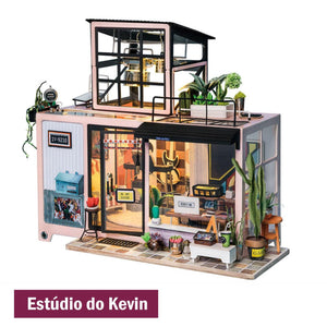 Mini Casa Montável de Madeira DIY Para Crianças e Adultos Com Luzes Laszine Shop