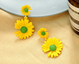 Brincos de 2 Flores Margaridas Amarelas Laszine Shop